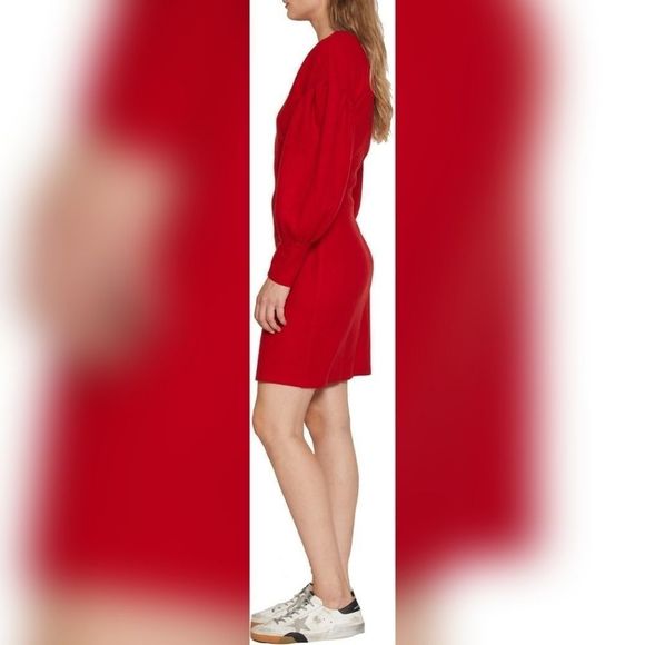 Walter Baker Red Polly Puff Sleeve Dress Medium - Picture 3 of 3